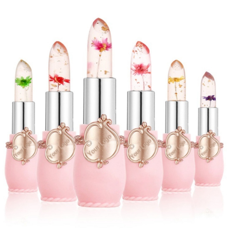 Lápiz labial floral transparente